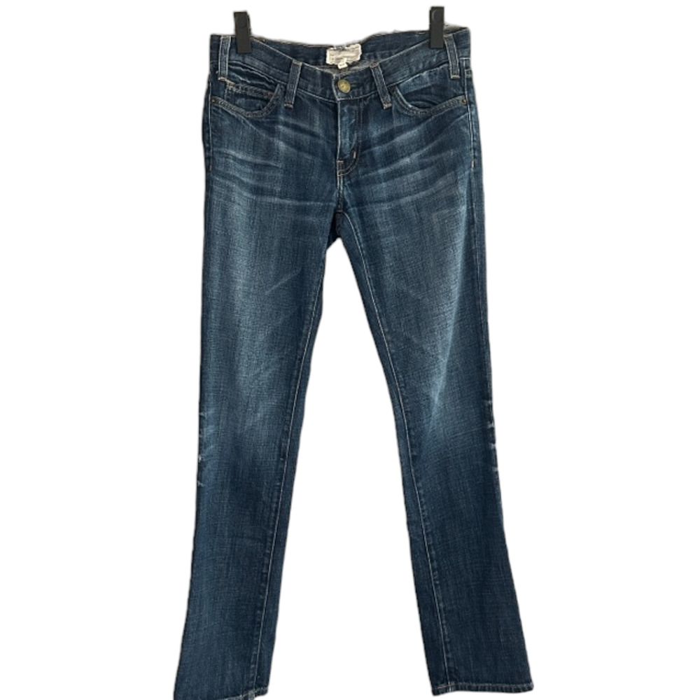 Current/Elliott Faded Blue Mid Rise Straight Leg Denim Jeans Women Sz 27